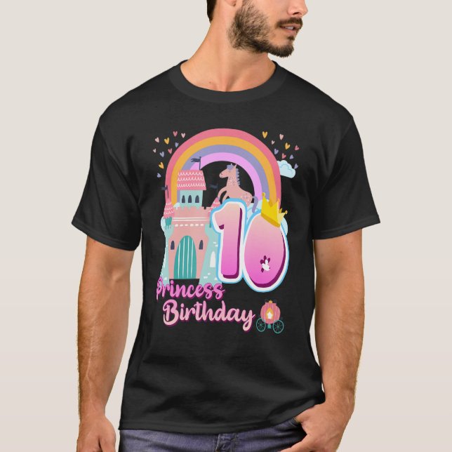 T-shirt Princesse 10e anniversaire Horse Rainbow Castle Bi (Devant)