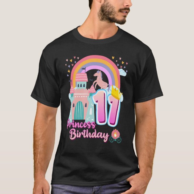 T-shirt Princesse 11e anniversaire Cheval Rainbow Castle B (Devant)