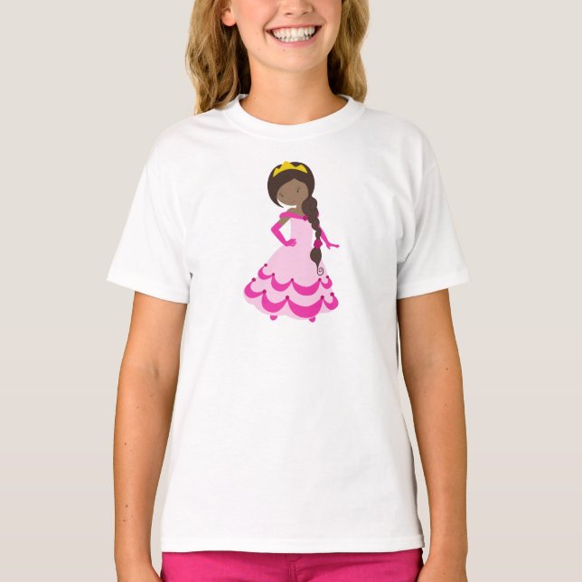 T-shirt Princesse Africaine Américaine, Couronne, Gown, Ro (Devant)