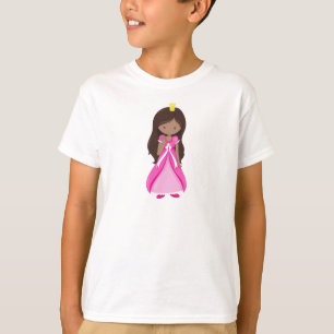 T-shirt princesse afro-américaine, reine, blonde, robe ros