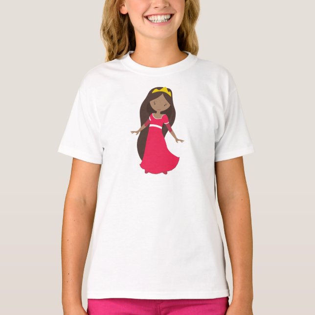 T-shirt princesse afro-américaine, reine, couronne, robe r (Devant)