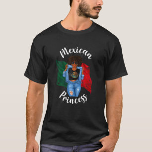 T-shirt Princesse Afro Mexicaine Femme Drapeau Mexique Afr