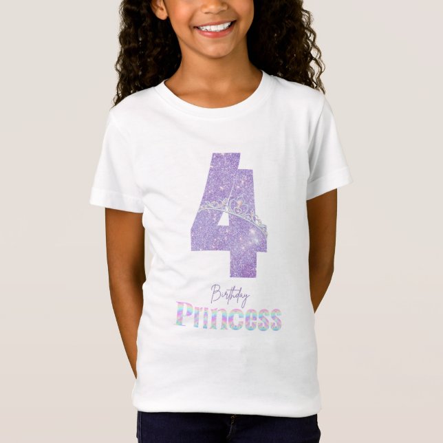 T-Shirt Princesse Anniversaire 4 ans (Devant)