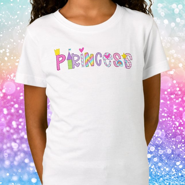 T-Shirt Princesse Avec Castle Crown Wand Heart Rainbow (Créateur téléchargé)