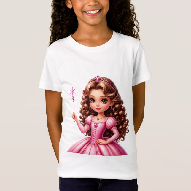 T-Shirt Princesse charmante en robe rose (Devant)