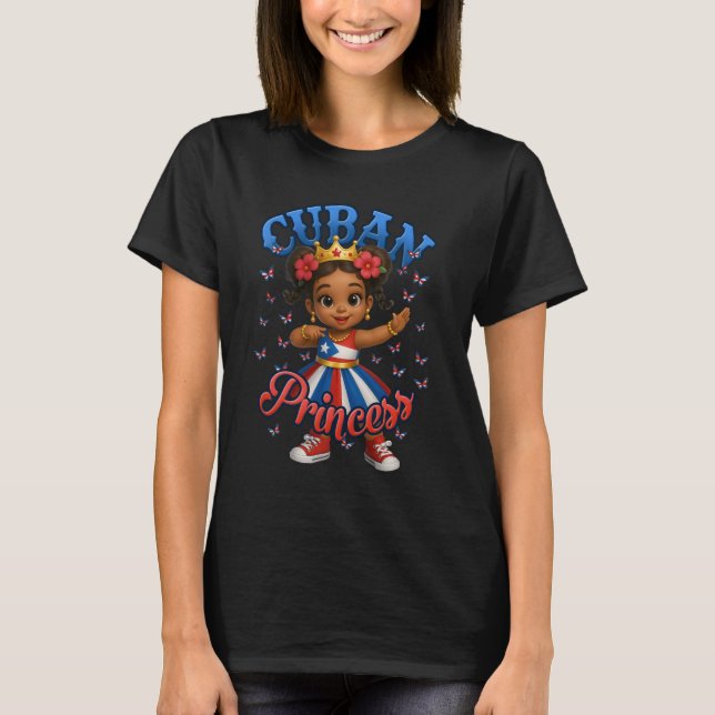 T-shirt Princesse cubaine Drapeau Danse Fille Cuba Fierté  (Devant)