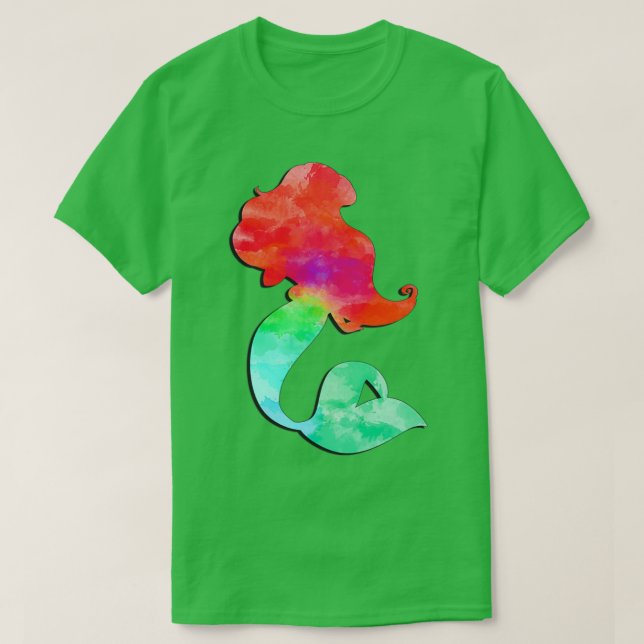 T-shirt princesse d'aquarelle de sirène (Design devant)