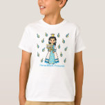 T-shirt Princesse de Hanoukka<br><div class="desc">La princesse de Hanoukka tient un Menorah allumé,  a l'étoile de David sur sa robe (et boucles d'oreille) et est entourée par des dreidels ! Une belle princesse pour la saison des vacances et un grand cadeau de Hanoukka pour des filles.</div>