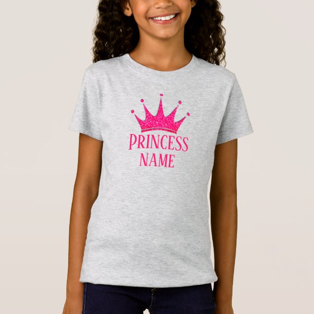 T-Shirt Princesse de la Couronne rose ... Ajouter un nom à (Devant)