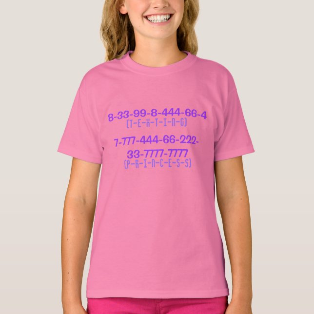 T-shirt Princesse de textation (chiffres) (Devant)