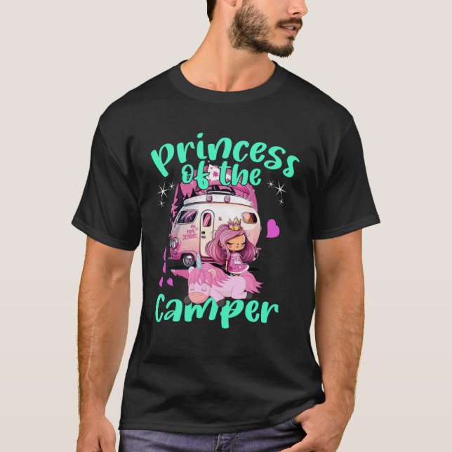 T-shirt Princesse Du Camper Cute Unicorn Camping (Devant)