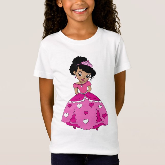 T-Shirt princesse noire avec cheveux noirs naturels (Devant)