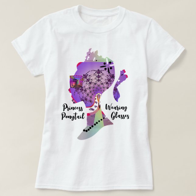 T-shirt Princesse Ponytail portant des lunettes (Design devant)