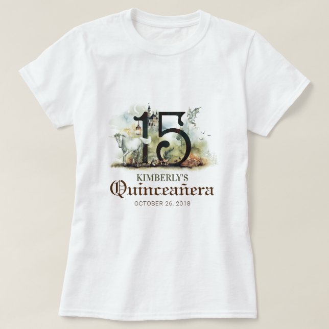 T-shirt Princesse Quinceanera 15e fête d'anniversaire (Design devant)