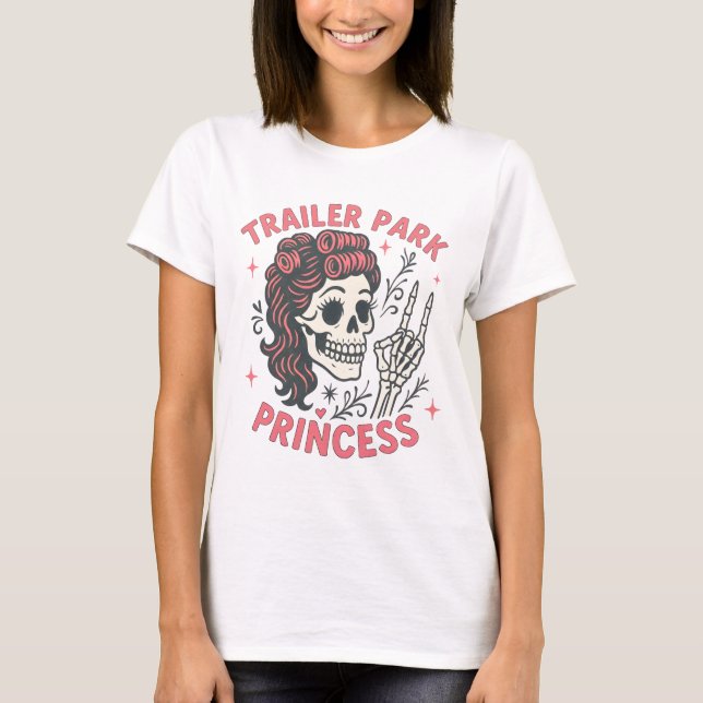 T-shirt Princesse rose de parc de remorques drôle crâne de (Devant)