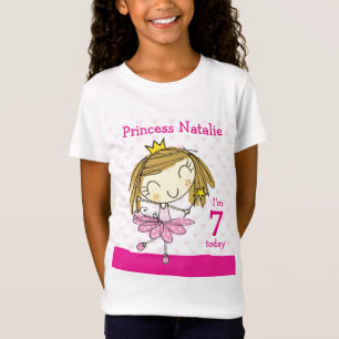 T-Shirt Princesse rose mignonne 7ème anniversaire de l'â