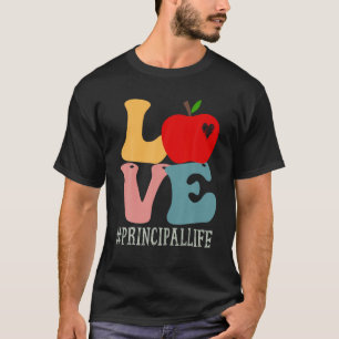 T-shirt Principal Love Apple Super Retro Cute Retour À Sch