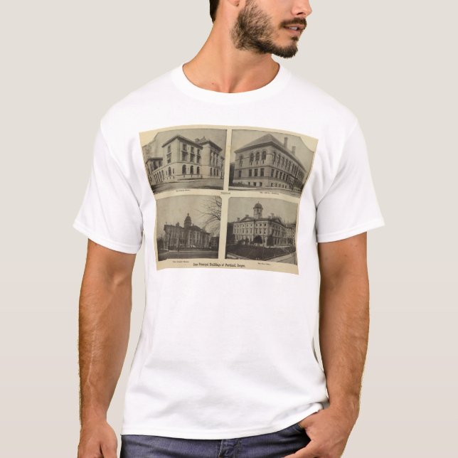 T-shirt Principaux bâtiments, Portland, Orégon (Devant)