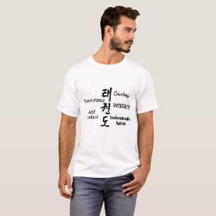 T-shirt Principes du Taekwondo avec des caractères du