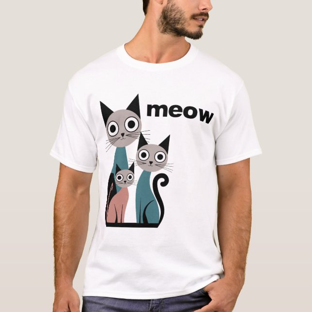 T-shirt Print with cats, meow (Devant)