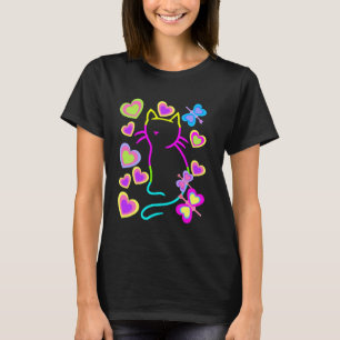 T-shirt Printemps Été 80s Rétro 90s Vintage Chats Chat Cou