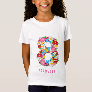 T-Shirt Printemps Fleurs Numéro Huit 8e fête d'anniversair