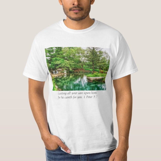 T-shirt Printemps Vert Réflexions Bible Verse (Devant)
