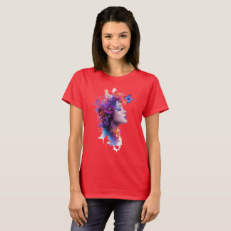 T-shirt prints face floral natural feminine nature