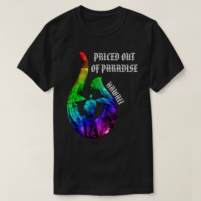 T-shirt PRIS HORS DE PARADISE HI Honu Tribal Hook Rainbow (Design devant)