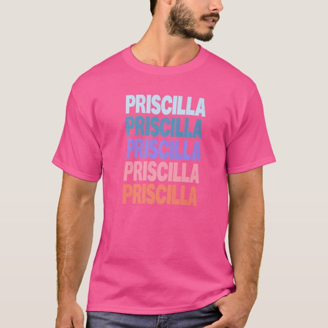 T-shirt Priscilla de texte répété moderne (Devant)