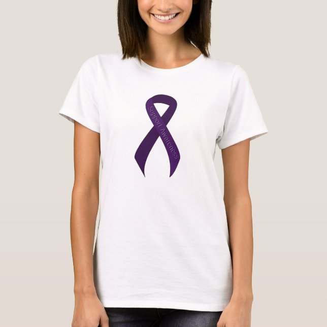 T-shirt Prise en charge du ruban violet (Devant)