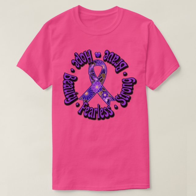 T-shirt Prise en charge du ruban violet (Design devant)