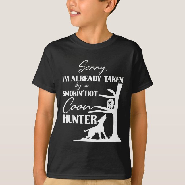 T-shirt Prise Par Fumer Chasseur De Coon Chaud Funny Racco (Devant)