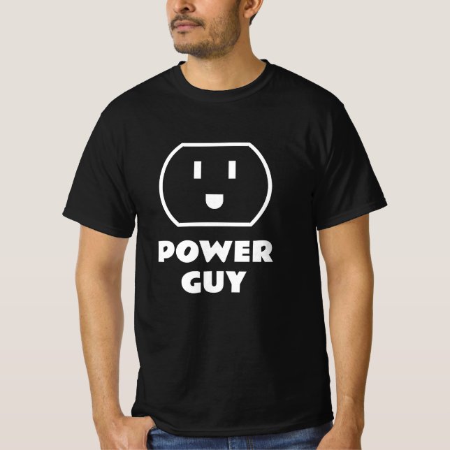 T-shirt prise Power Guy. Tête amusante pour électr (Devant)