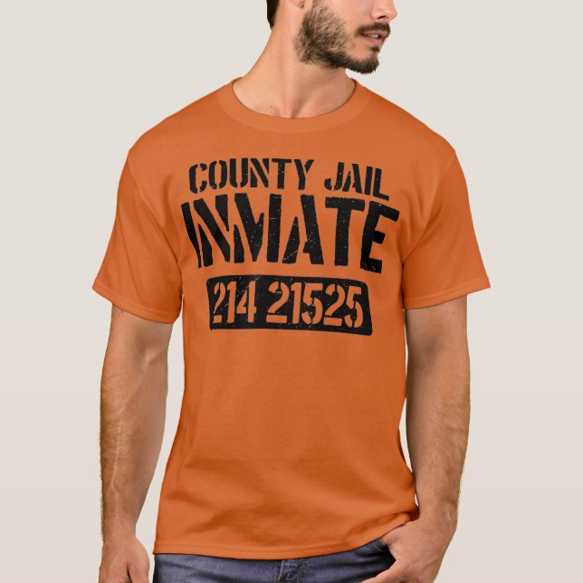 T-shirt Prisoner County Jail Inmate Halloween Men Design (Devant)
