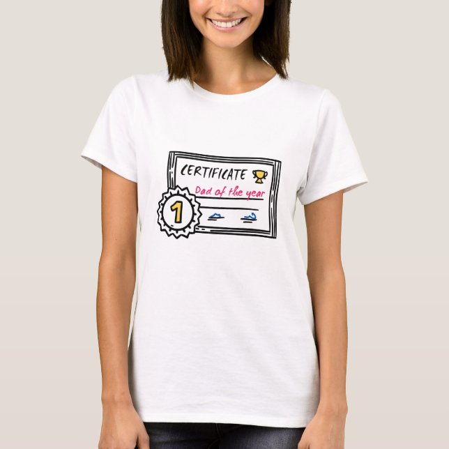 T-shirt Prix de fête des pères du certificat papa de l'ann (Devant)