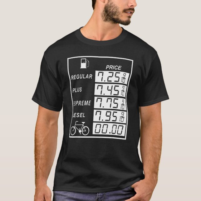 T-shirt Prix du carburant Les bicyclettes de comparaison n (Devant)