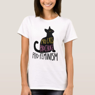 T-shirt Pro-chats pro-choix pro-féminisme chat noir