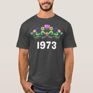 T-shirt Pro Choice 1973 Fleurs rose bleu jaune orange Fe