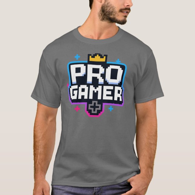 T-shirt PRO GAMER — Insigne Pixel Art 8 bits (Devant)