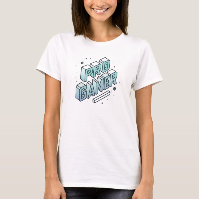T-shirt PRO GAMER — Logo de lettres bloc 3D isométrique (Devant)