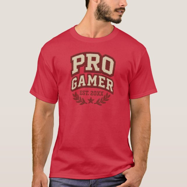 T-shirt PRO GAMER — Style de patch Varsity Chenille (Devant)