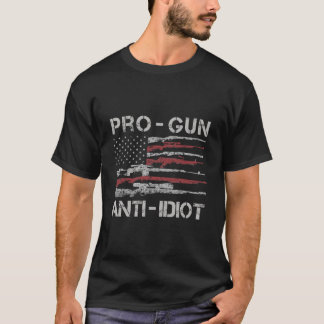 T-shirt Pro Gun Anti Idio Usa Flag 2Nd Adt
