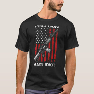 T-shirt Pro Gun Anti Idiot AR15 États-Unis Indicateur 2e A