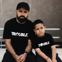 Problème Double Drôle Papa Fils Fille Correspondan