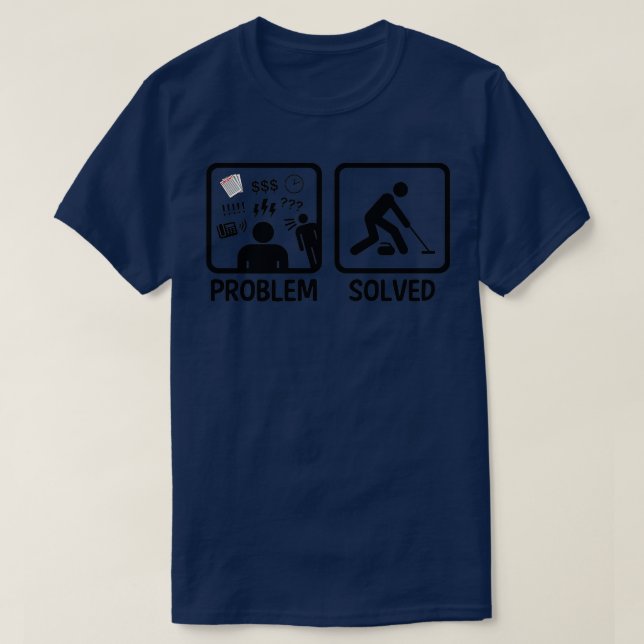 T-shirt Problème drôle de curling résolu (Design devant)