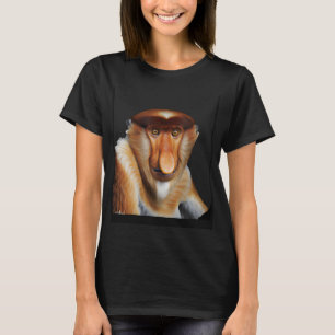 T-shirt Proboscis Singe Adorable Primate Long Noir