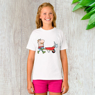 T-shirt Producteur de dessin animé avec brouette et outils