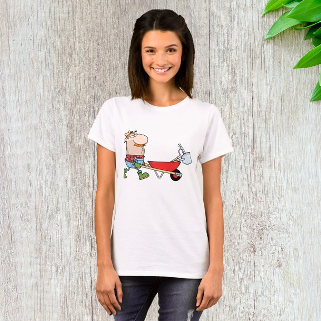 T-shirt Producteur de dessin animé avec brouette et outils (Créateur téléchargé)