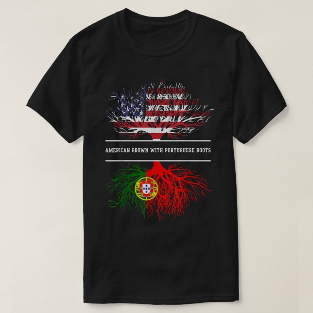 T-shirt Produit Américain avec des Racines Portugaises  Te (Design devant)